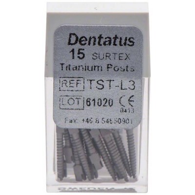 Titanové čepy Dentatus - dlouhé (11,8 mm), průměr 1,35 mm, 15 ks