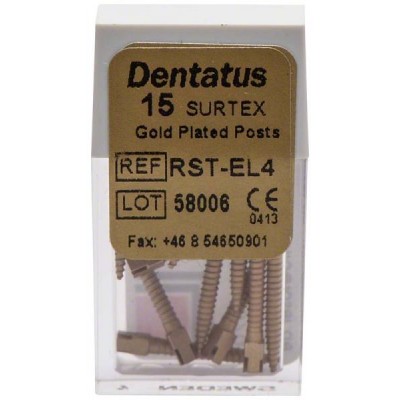 Zlacené čepy Dentatus extra dlouhé (14,2 mm), prům.1,50 mm, 15 ks