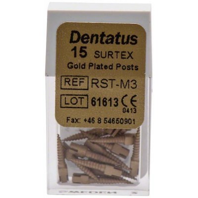 Zlacené čepy Dentatus střední (9,3 mm), prům.1,35 mm, 15 ks