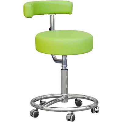 Kovová židle Dental KVO, sedačka otočná, kruhová podnož, chrom, vysoké čalounění, otočná opěra, barva modrá č.6