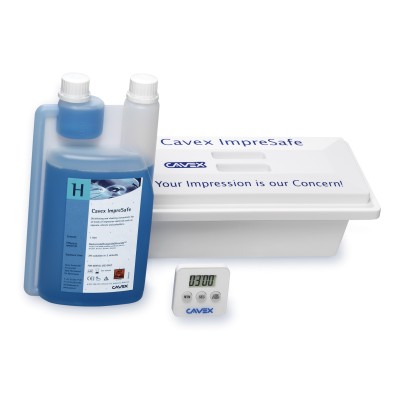 Cavex ImpreSafe ImpreSafe Starterkit, 1.000 ml láhev s dávkovačem, dezinfekční vana, digitální časovač