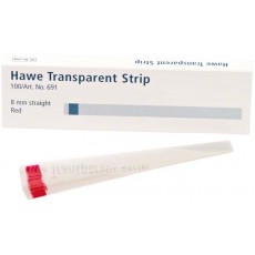Hawe Neos transparentní pásky rovné - červené, délka 10 cm, šíře 8 m, 100 ks