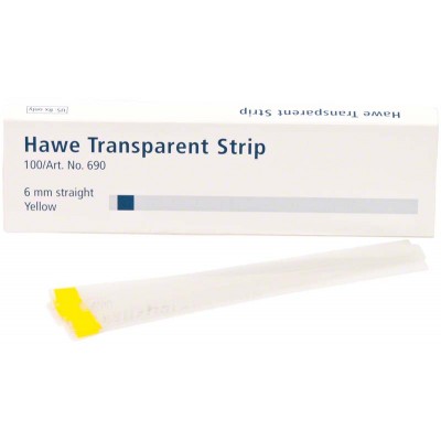 Hawe Neos transparentní pásky rovné - žluté, délka 10 cm, šíře 6 mm, 100 ks